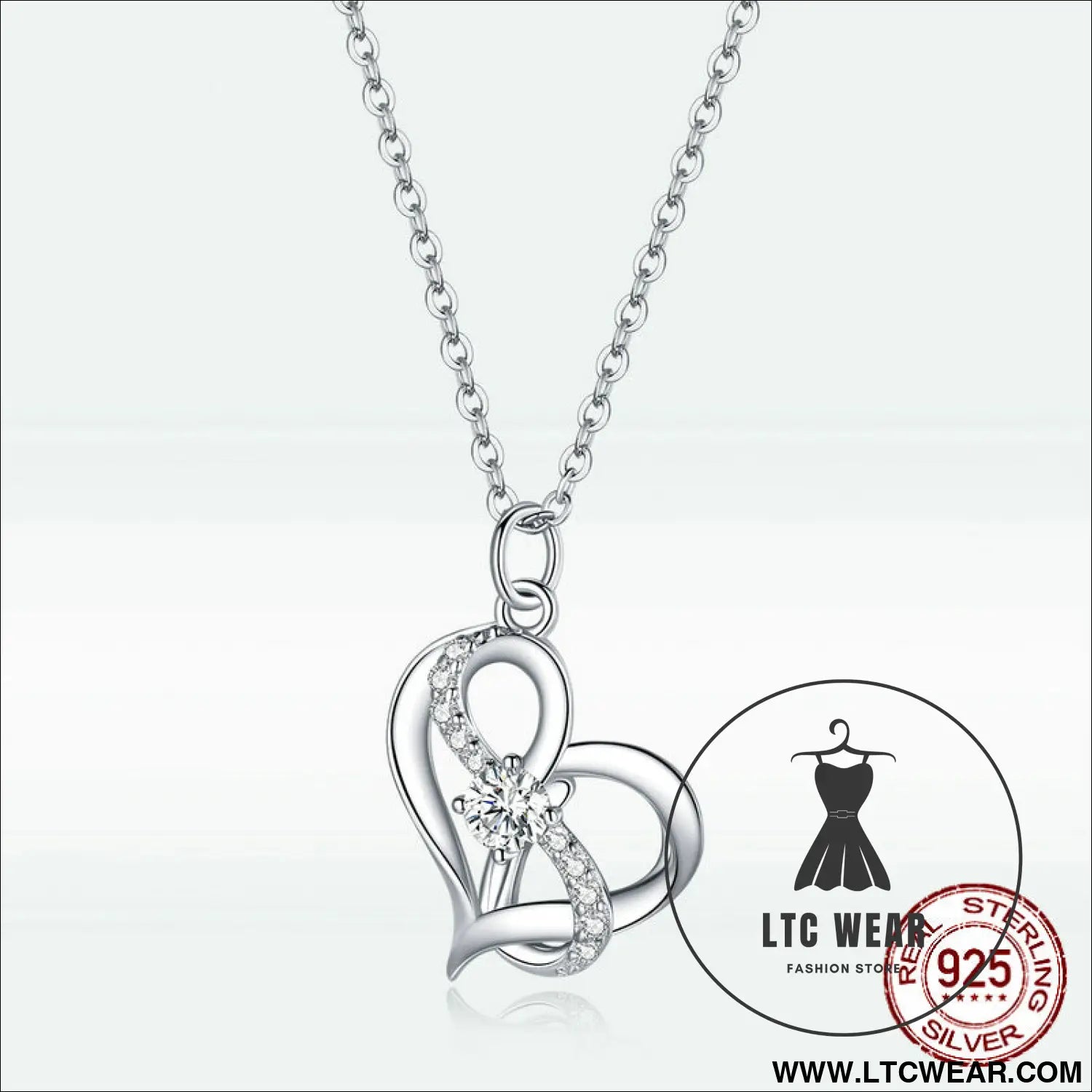 Silver s925 necklace women’s heart-shaped pendant jewelry - scn442 / sterling silver 925