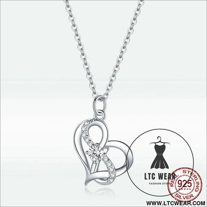 Silver s925 necklace women’s heart-shaped pendant jewelry - scn442 / sterling silver 925