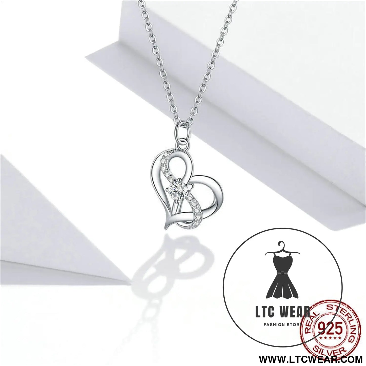 Silver s925 necklace women’s heart-shaped pendant jewelry - scn442 / sterling silver 925