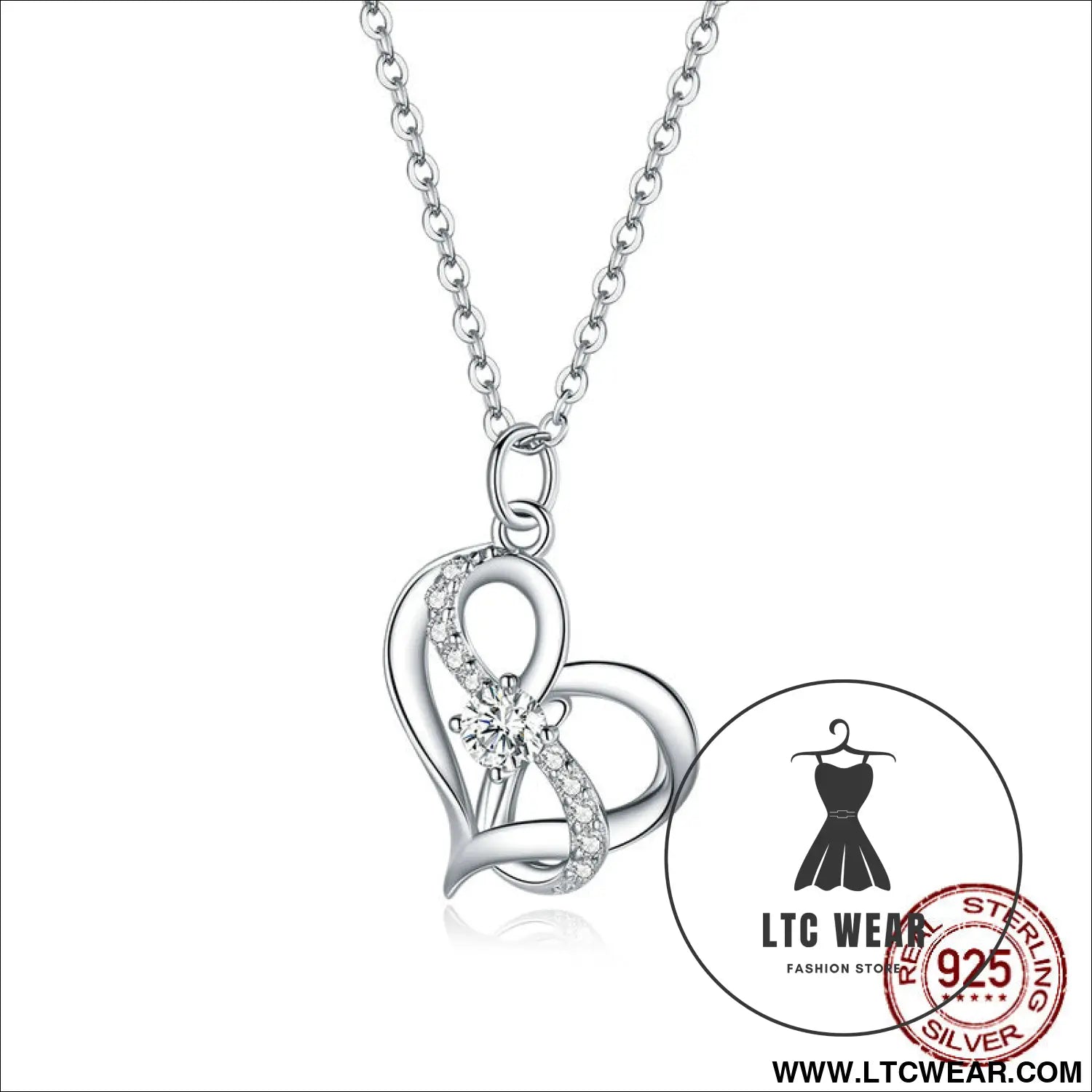 Silver s925 necklace women’s heart-shaped pendant jewelry - scn442 / sterling silver 925