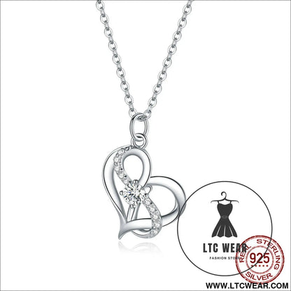 Silver s925 necklace women’s heart-shaped pendant jewelry - scn442 / sterling silver 925