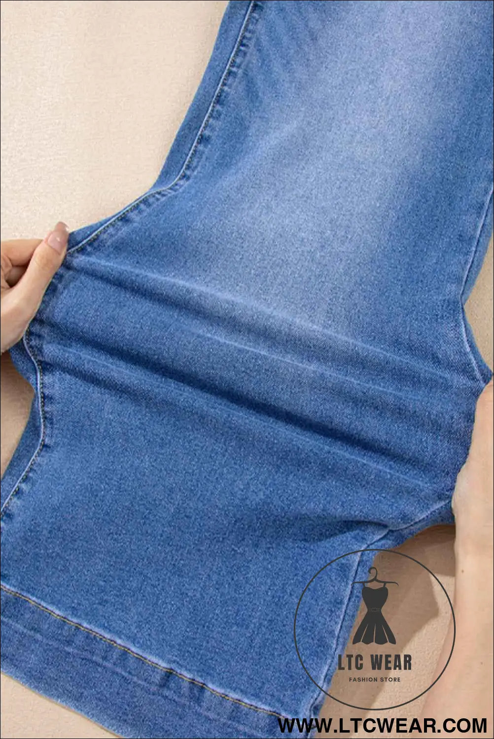 Sky Blue Cropped High Rise Wide Leg Jeans