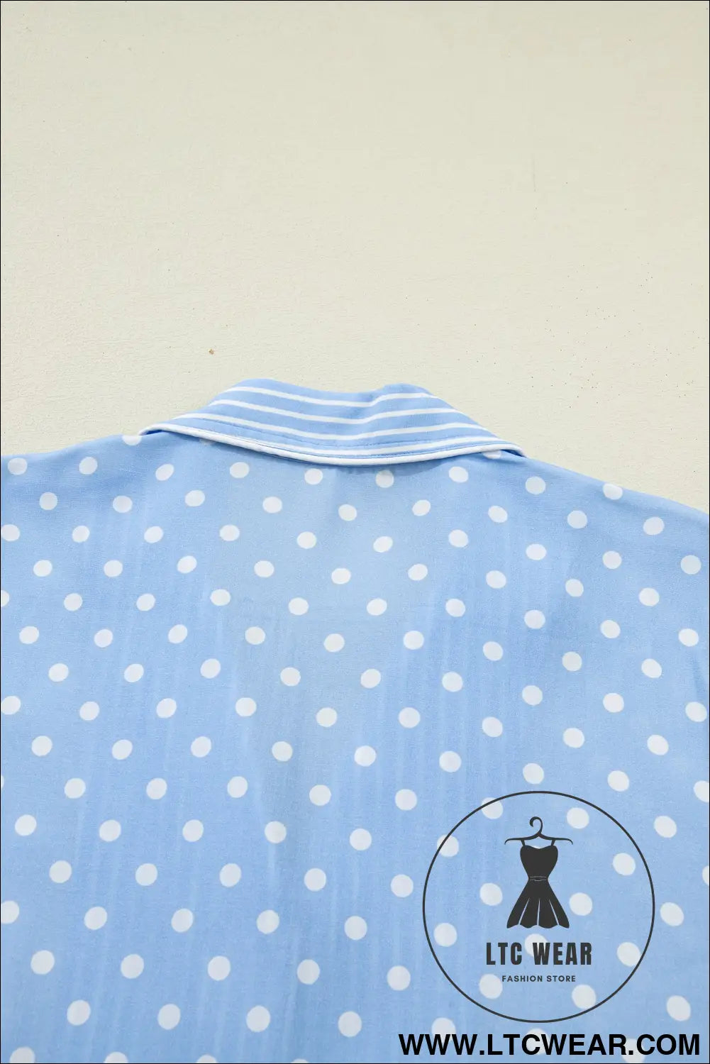 Sky blue dotted print soft short pajama set - sleepwear