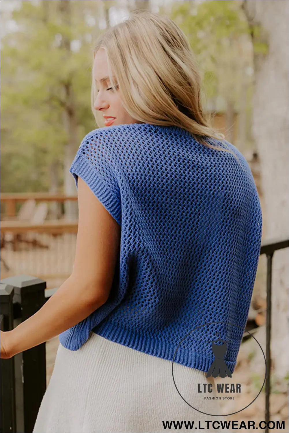 Sky blue flag graphic short sleeve sweater top - short sleeve sweaters