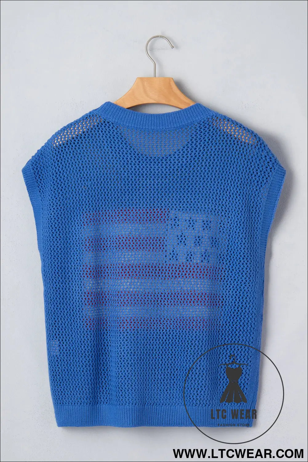 Sky blue flag graphic short sleeve sweater top - short sleeve sweaters