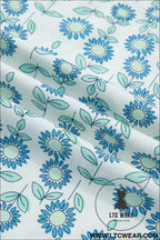 Sky blue floral print contrast trim flutter sleeve mini dress - floral dresses