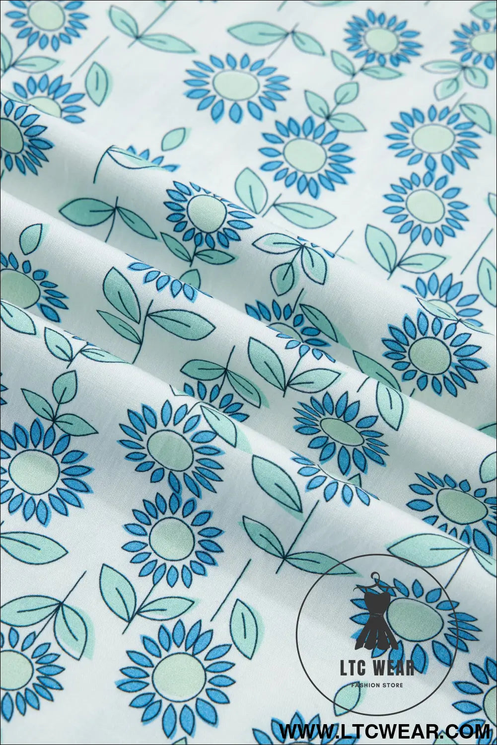 Sky blue floral print contrast trim flutter sleeve mini dress - floral dresses
