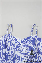 Sky blue floral print spaghetti strap high waist maxi dress - floral dresses