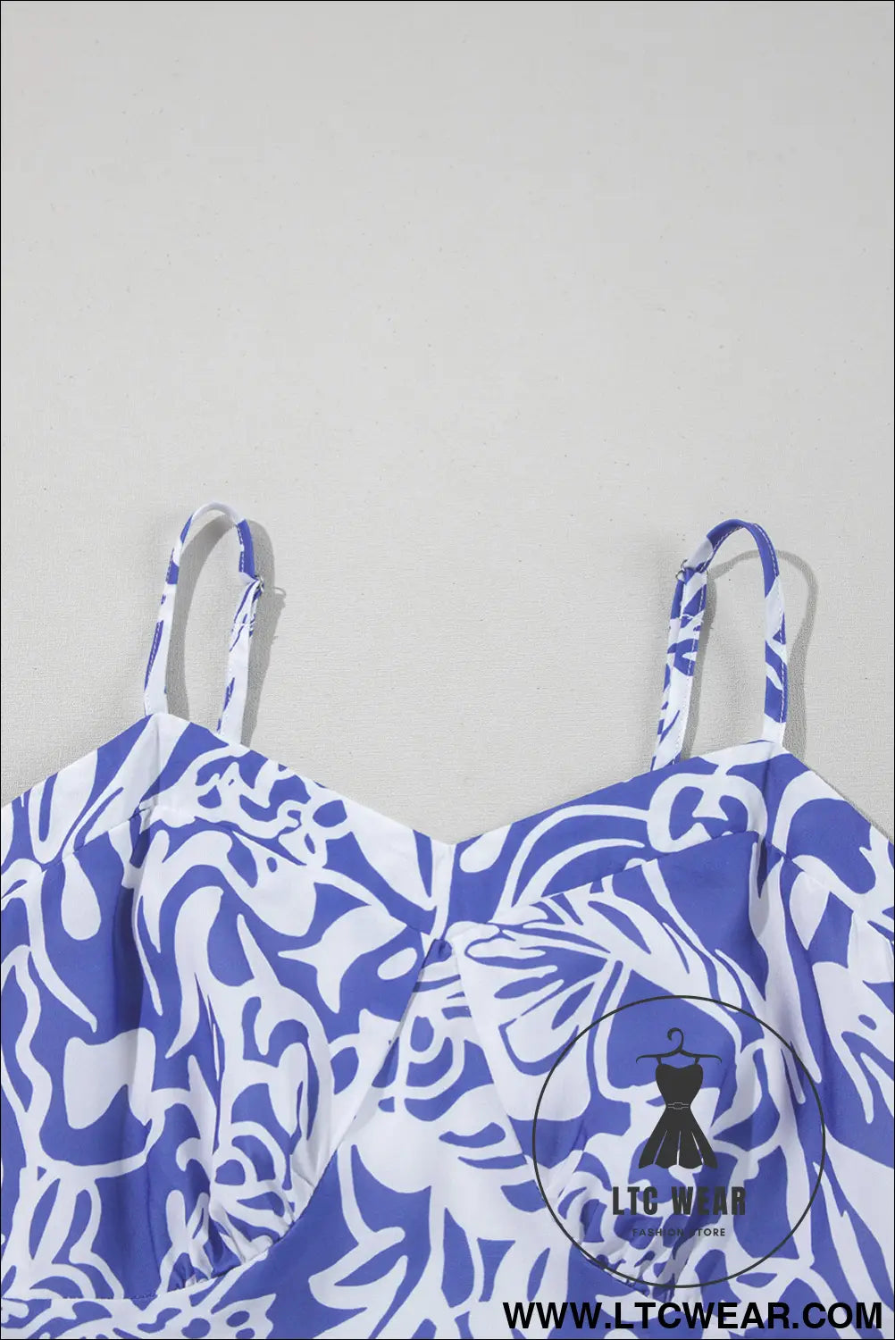 Sky blue floral print spaghetti strap high waist maxi dress - floral dresses