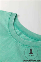 Sky Blue Mineral Wash Flower Patchwork Mini T Shirt Dress