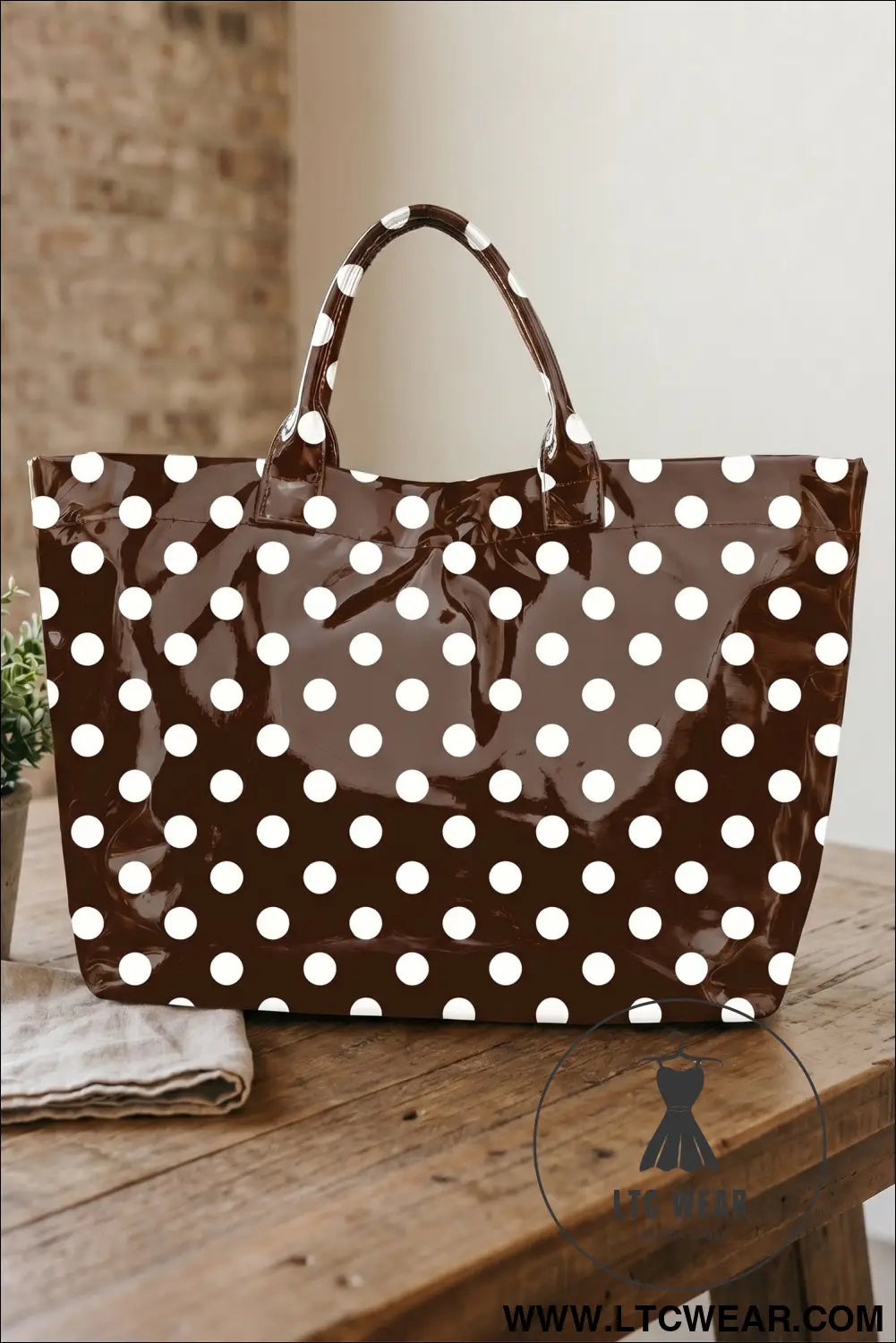 Sky Blue Patriotic Stars and Stripes Pattern Vinyl Glossy Tote Bag - L.T.C Wear Online Fashion Store
