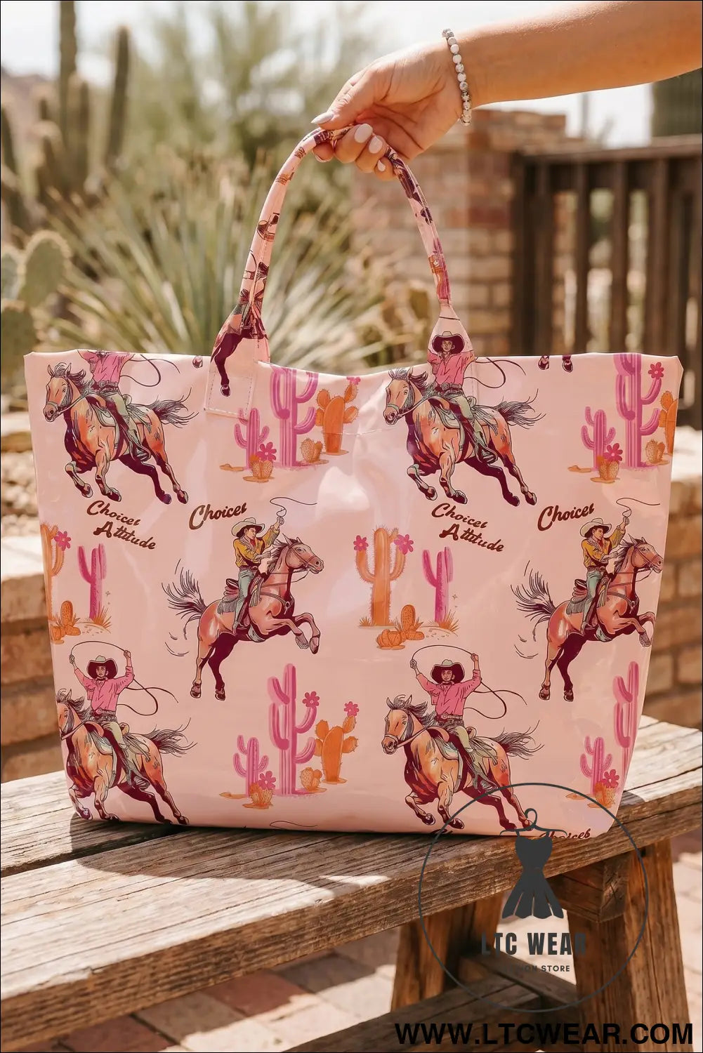 Sky Blue Patriotic Stars and Stripes Pattern Vinyl Glossy Tote Bag - L.T.C Wear Online Fashion Store