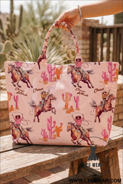 Sky Blue Patriotic Stars and Stripes Pattern Vinyl Glossy Tote Bag - L.T.C Wear Online Fashion Store