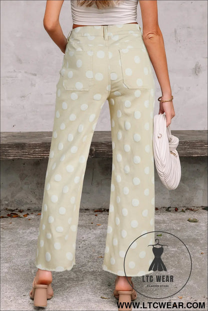 Sky Blue Polka Dot Print Raw Hem Shift Jeans - L.T.C Wear Online Fashion Store