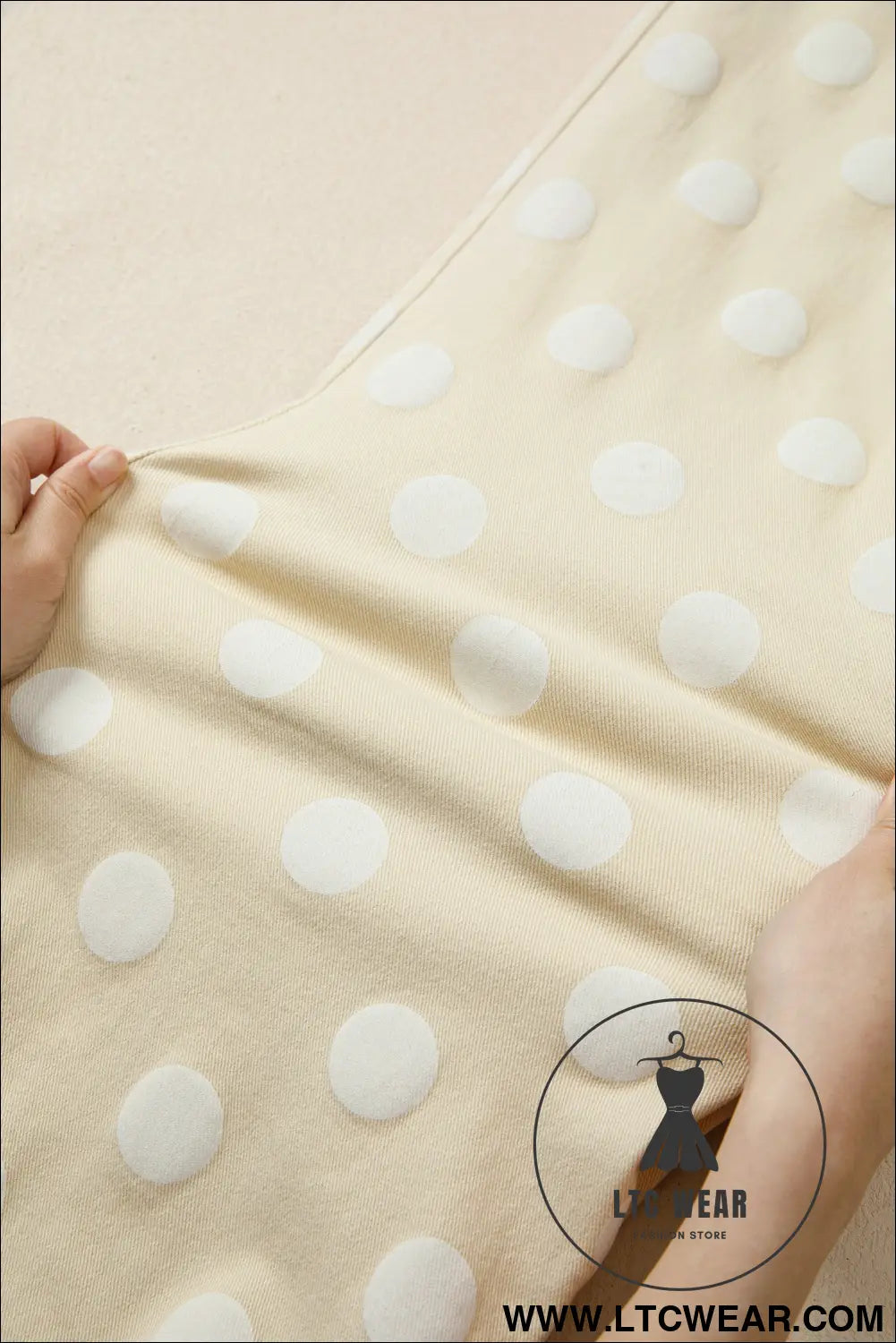 Sky Blue Polka Dot Print Raw Hem Shift Jeans - L.T.C Wear Online Fashion Store