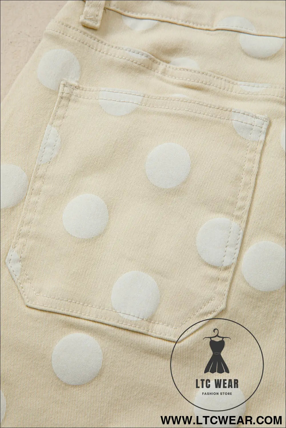 Sky Blue Polka Dot Print Raw Hem Shift Jeans - L.T.C Wear Online Fashion Store
