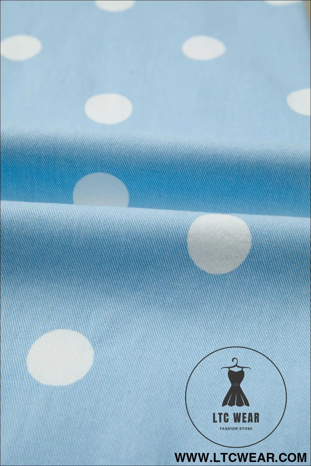 Sky Blue Polka Dot Print Raw Hem Shift Jeans - L.T.C Wear Online Fashion Store