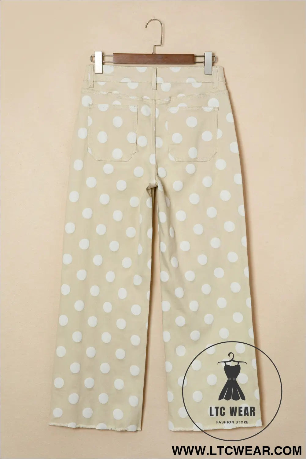 Sky Blue Polka Dot Print Raw Hem Shift Jeans - L.T.C Wear Online Fashion Store