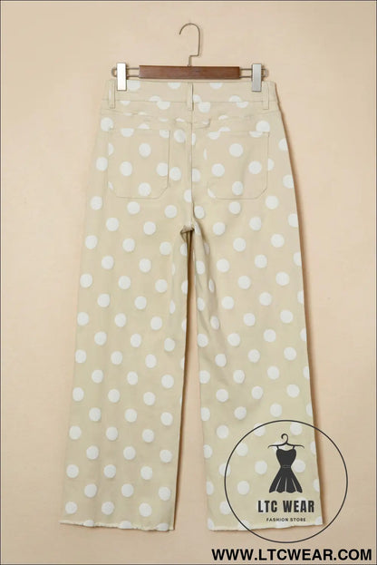 Sky Blue Polka Dot Print Raw Hem Shift Jeans - L.T.C Wear Online Fashion Store