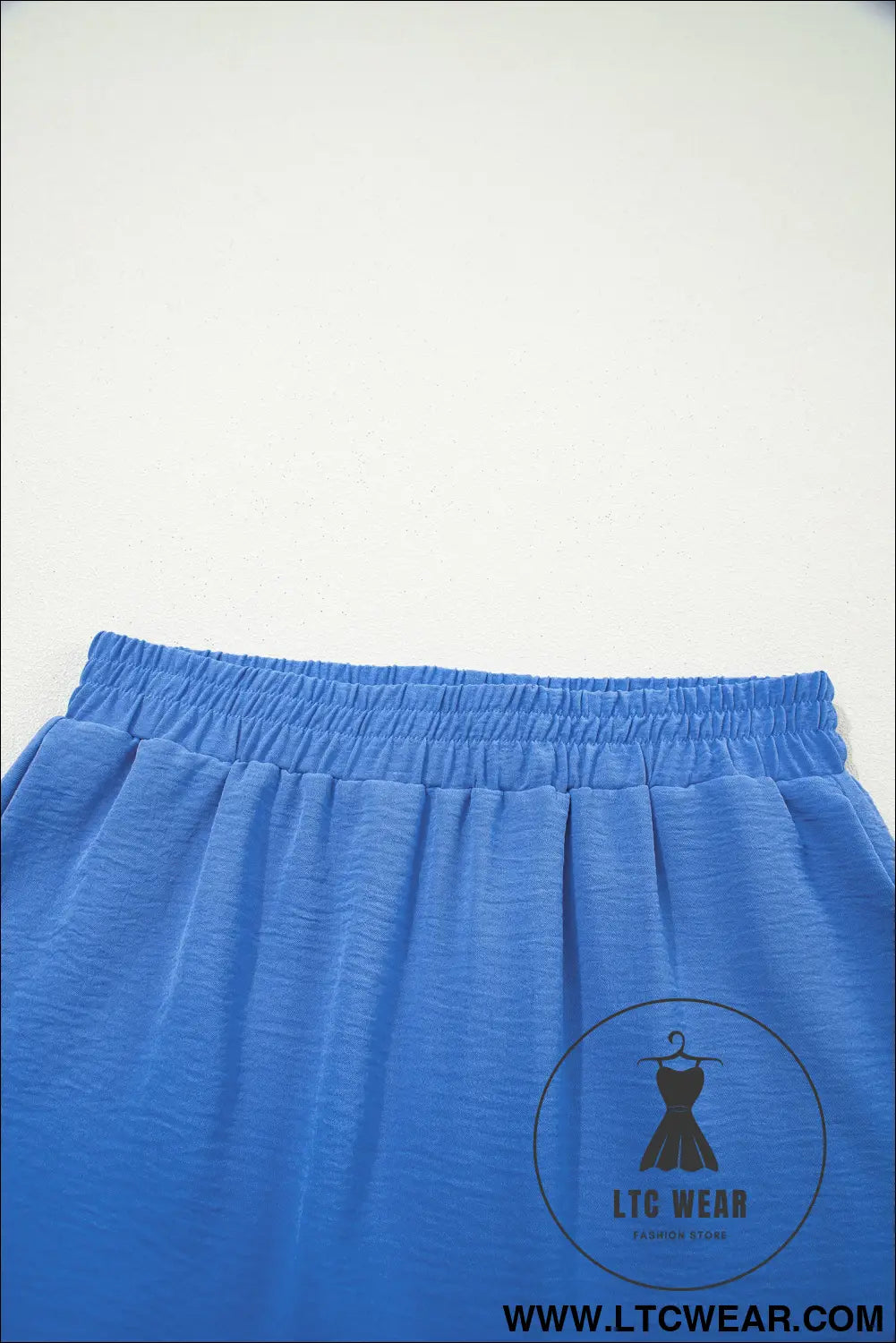 Sky blue solid color elastic waist casual skort - casual shorts