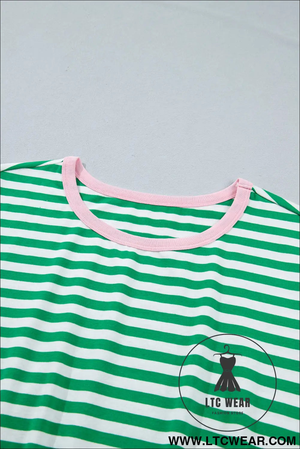 Sky Blue Stripe Nautical Tie Contrast Trim Round Neck T Shirt Mini Dress - L.T.C Wear Online Fashion Store