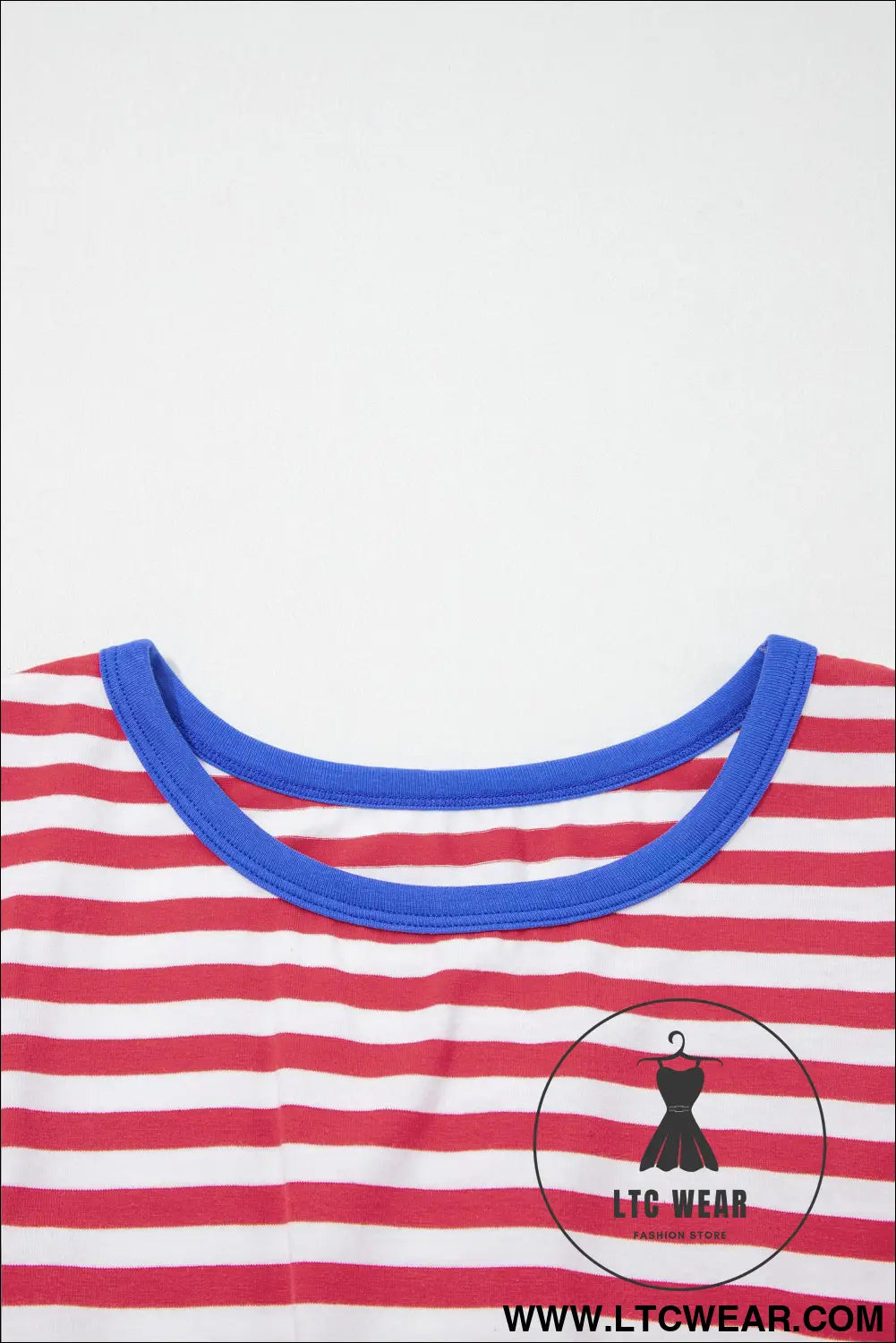 Sky Blue Stripe Nautical Tie Contrast Trim Round Neck T Shirt Mini Dress - L.T.C Wear Online Fashion Store