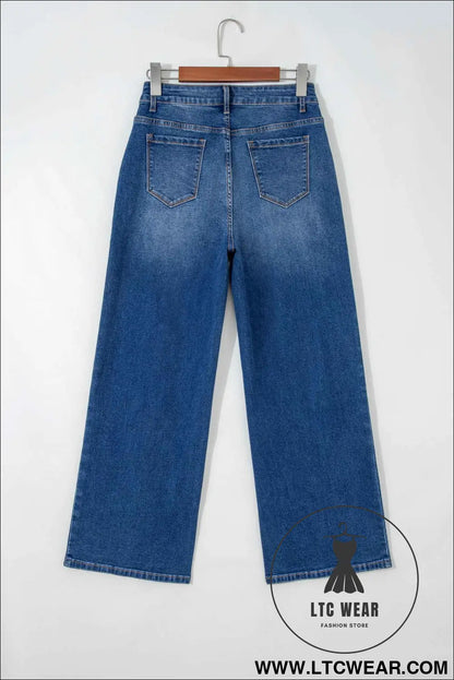 Sky Blue Tailored Seam Detail Womens Shift Jeans