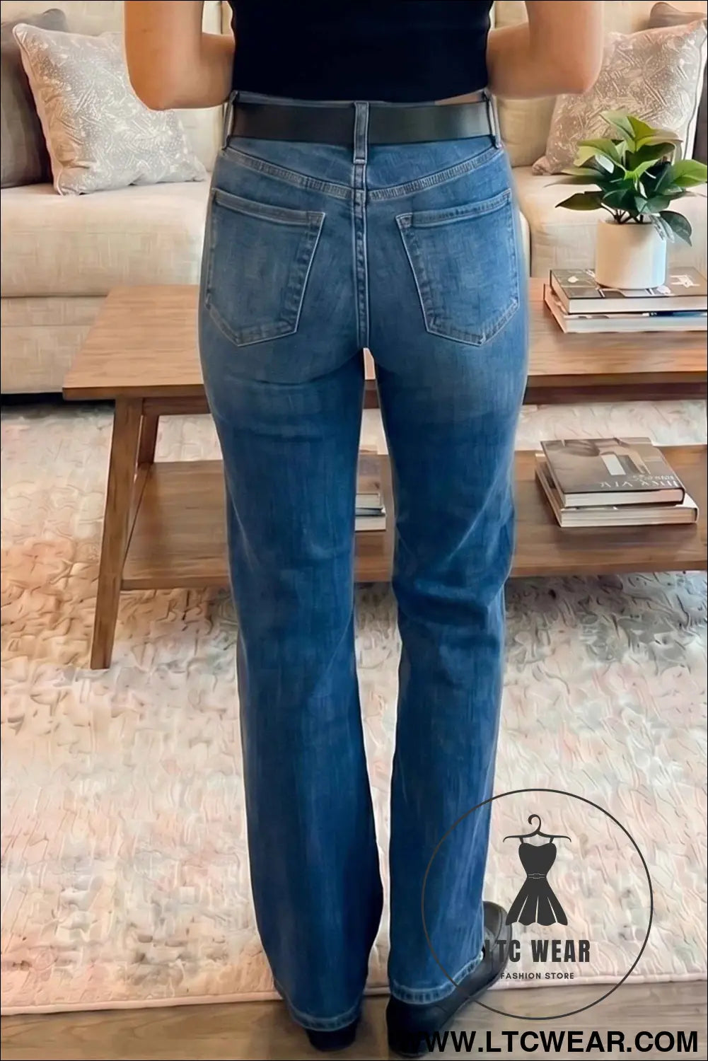 Sky Blue Tailored Seam Detail Womens Shift Jeans