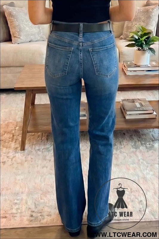 Sky Blue Tailored Seam Detail Womens Shift Jeans