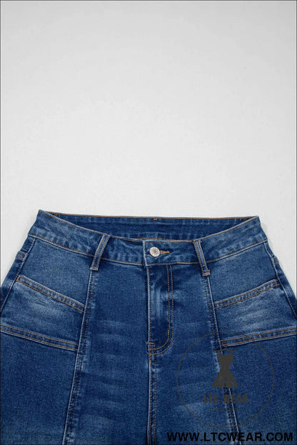 Sky Blue Tailored Seam Detail Womens Shift Jeans