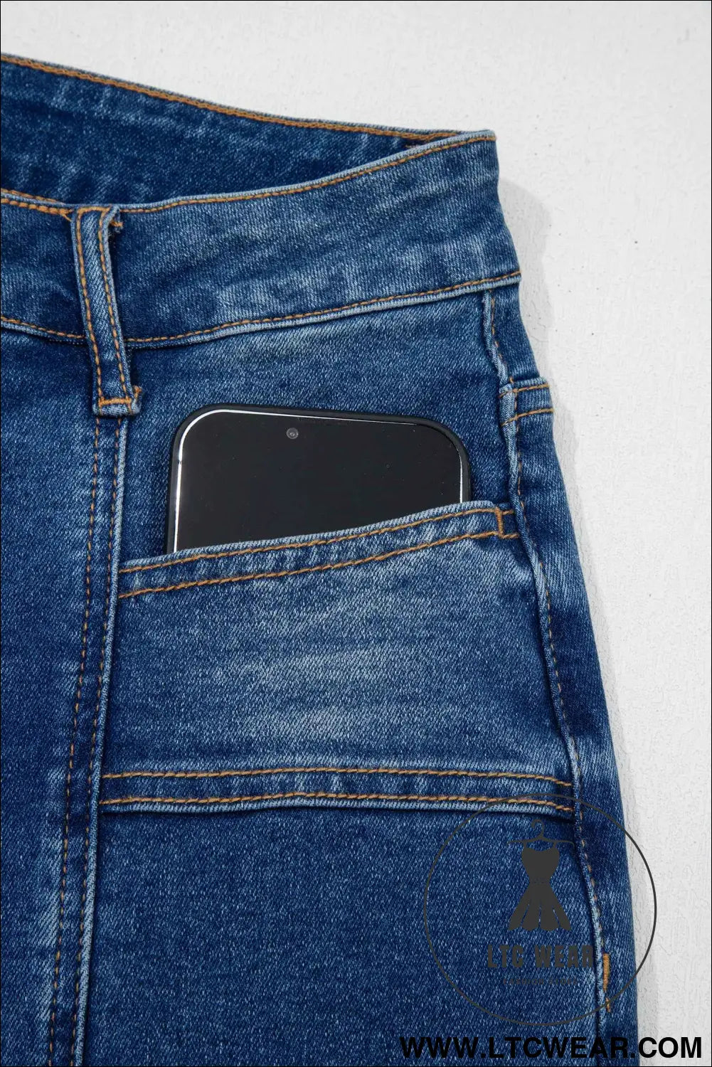 Sky Blue Tailored Seam Detail Womens Shift Jeans