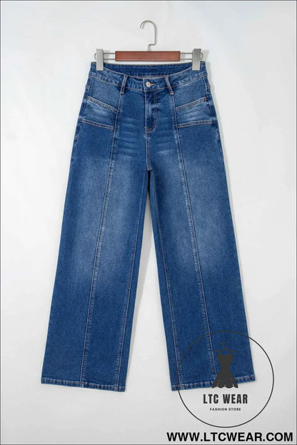 Sky Blue Tailored Seam Detail Womens Shift Jeans