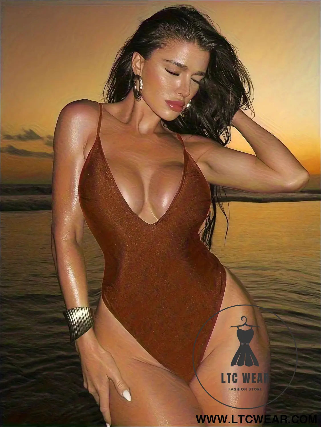 Sleek Solid Sexy OnePiece Beach Swimsuit