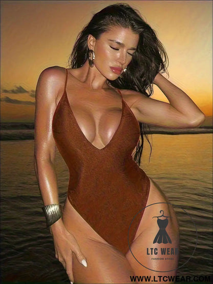 Sleek Solid Sexy OnePiece Beach Swimsuit