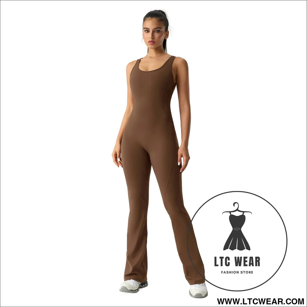 Sleek & stylish: women’s horn elastic yoga jumpsuit