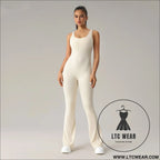 Sleek & stylish: women’s horn elastic yoga jumpsuit - apricot / s