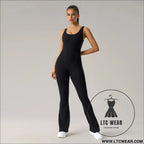 Sleek & stylish: women’s horn elastic yoga jumpsuit - black / s