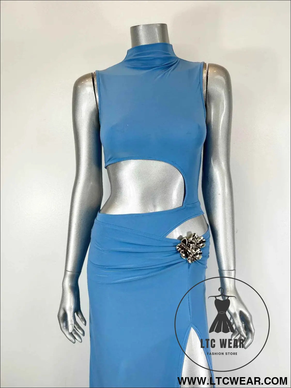 Sleeveless, High-neck Top Skirt Set