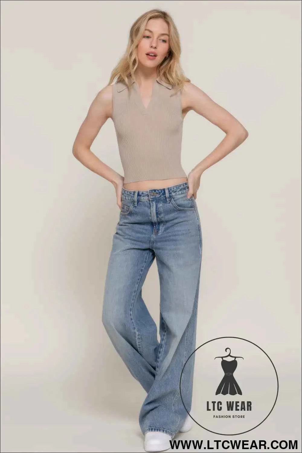 Sleeveless Polo Spring Sweater