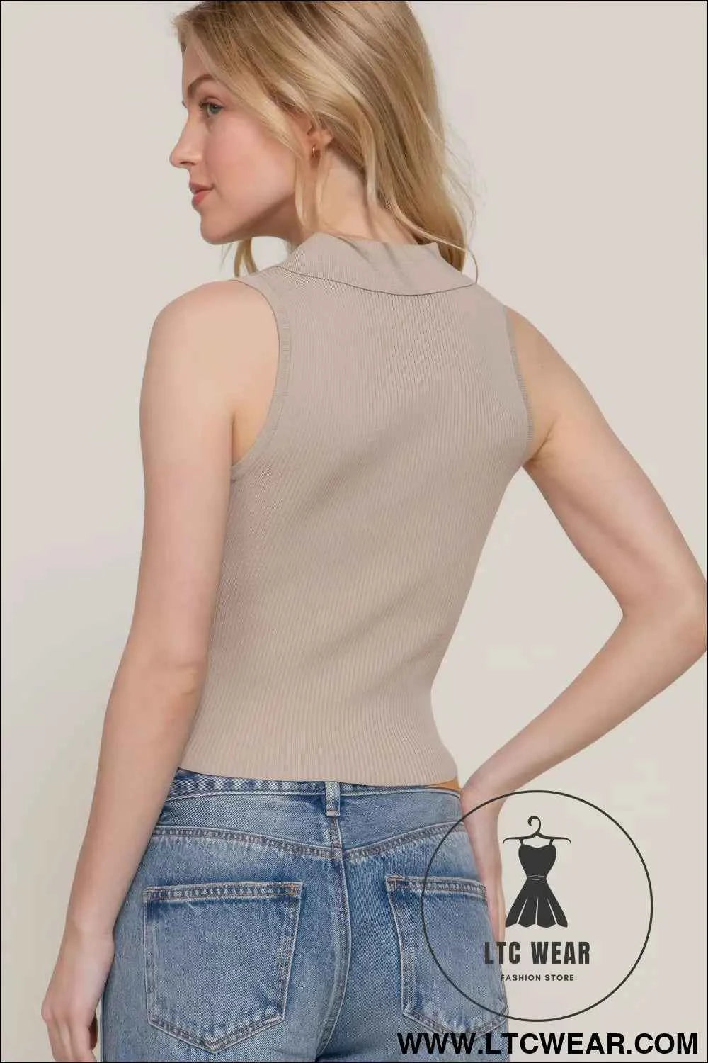 Sleeveless Polo Spring Sweater