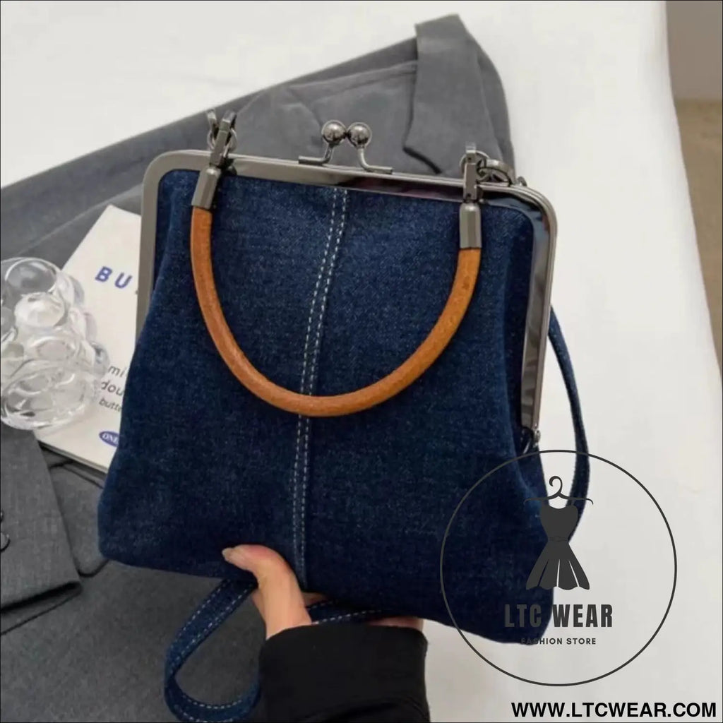 Small handbag women’s handbag handmade denim splicing hand-held crossbody bag single shoulder bag small shoulder bag