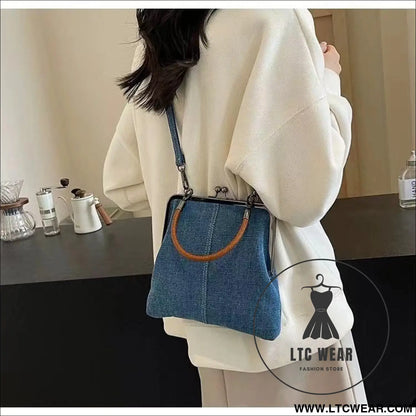 Small handbag women’s handbag handmade denim splicing hand-held crossbody bag single shoulder bag small shoulder bag