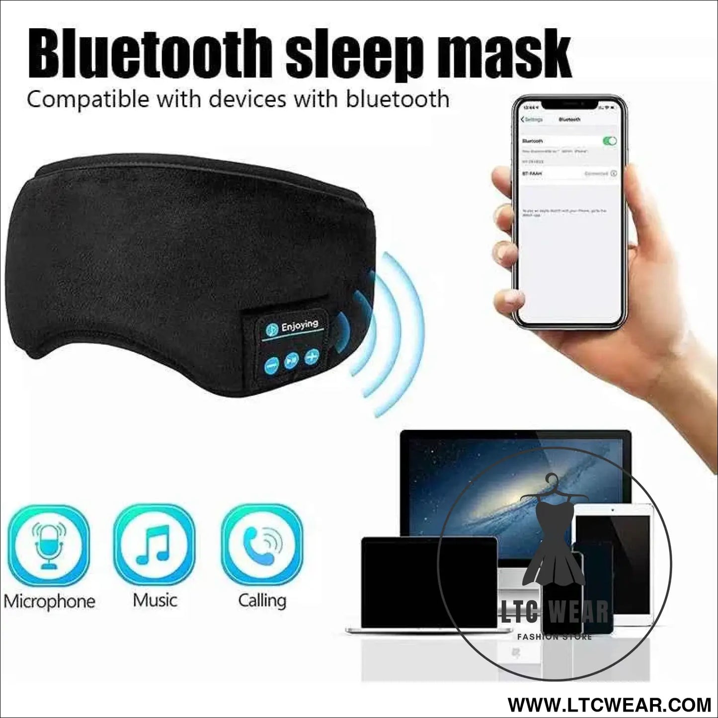 Smart Bluetooth Eye Mask: Sleep Headphones for Travel