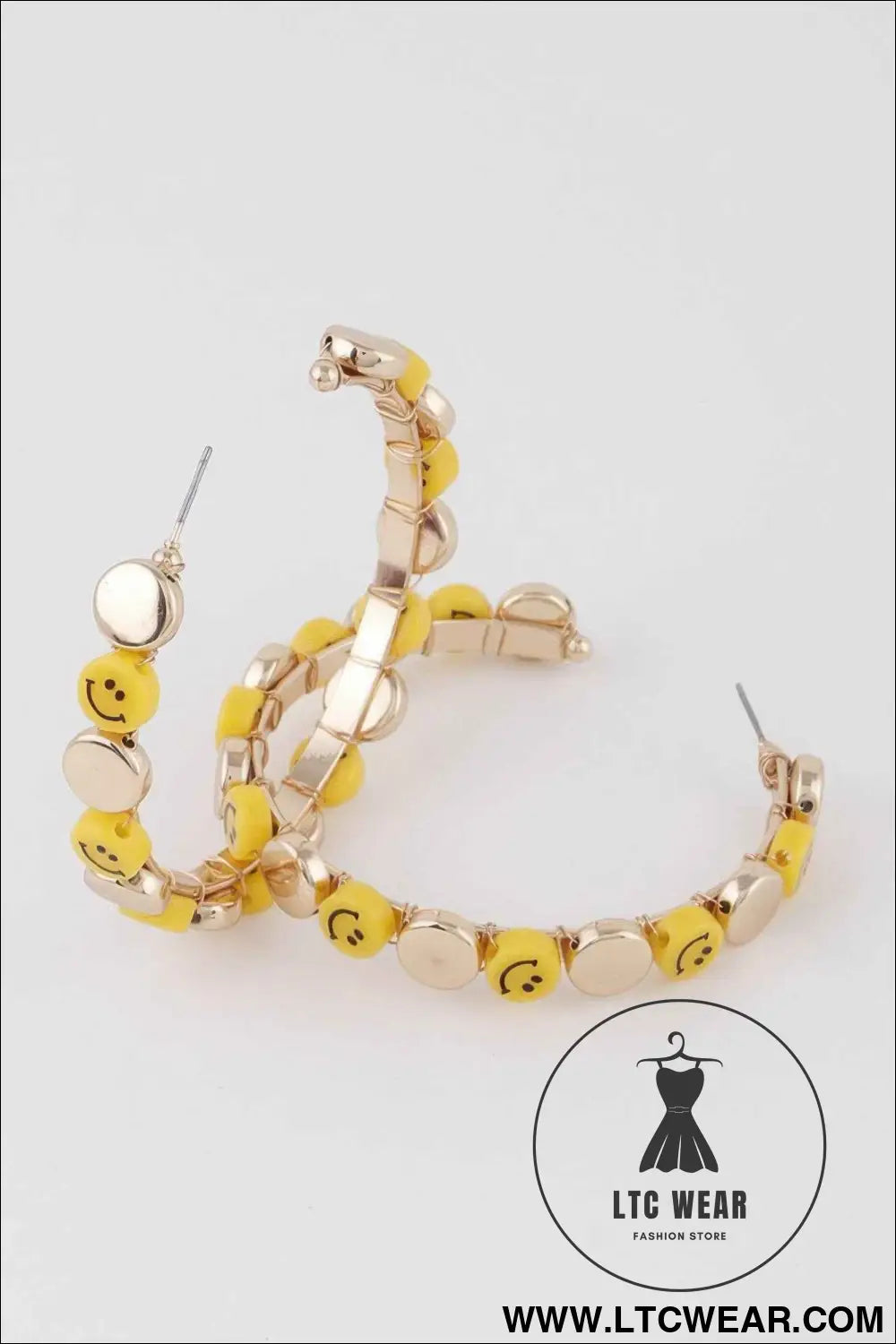 Smiley Face Charm Hoop Earrings