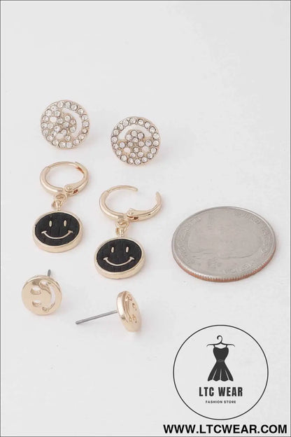 Smiley Face Earrings Set