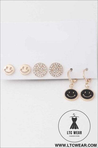 Smiley Face Earrings Set