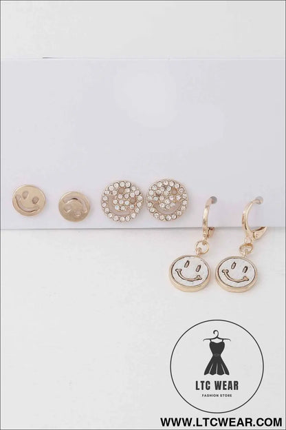 Smiley Face Earrings Set