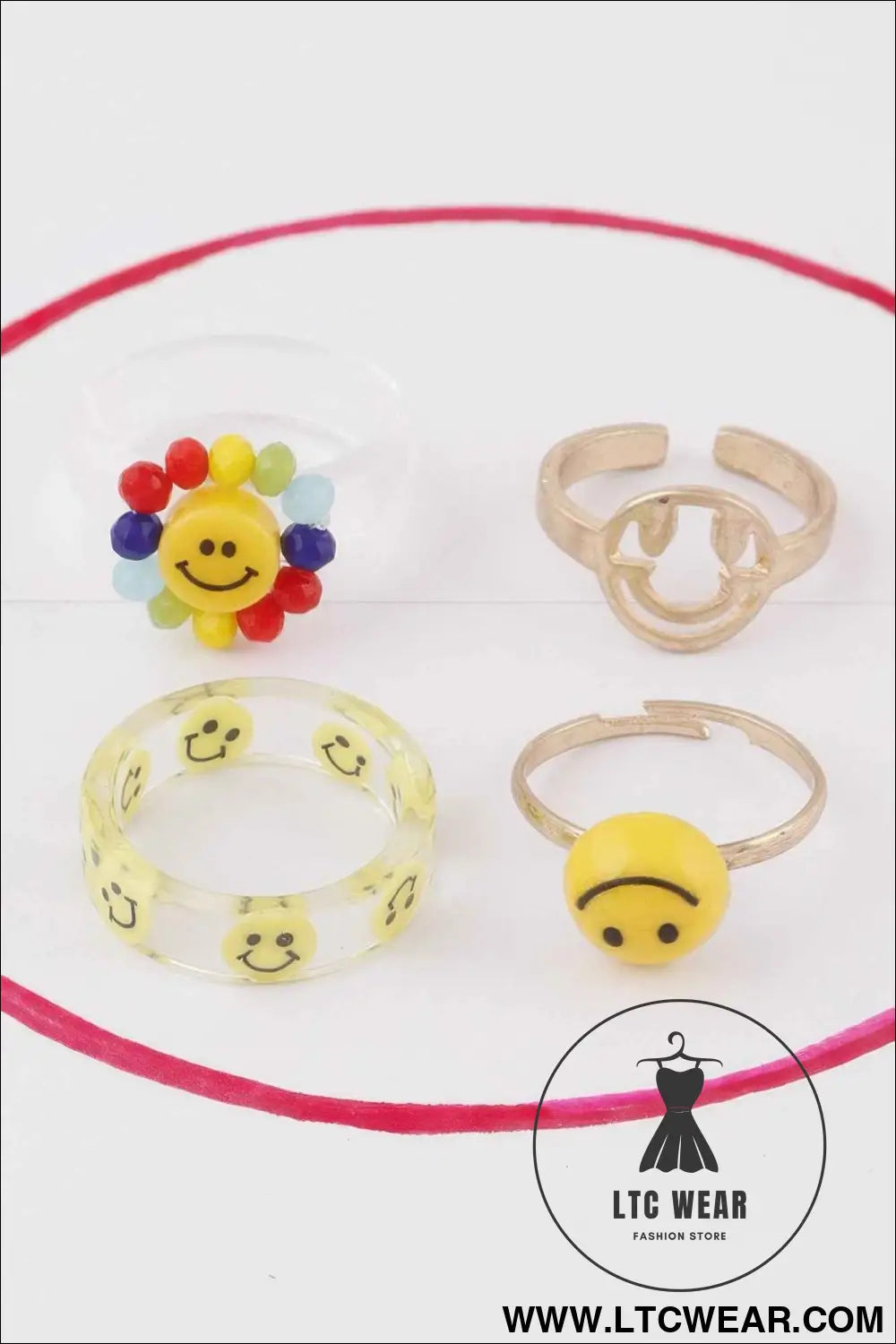 Smiley Face Rings Set