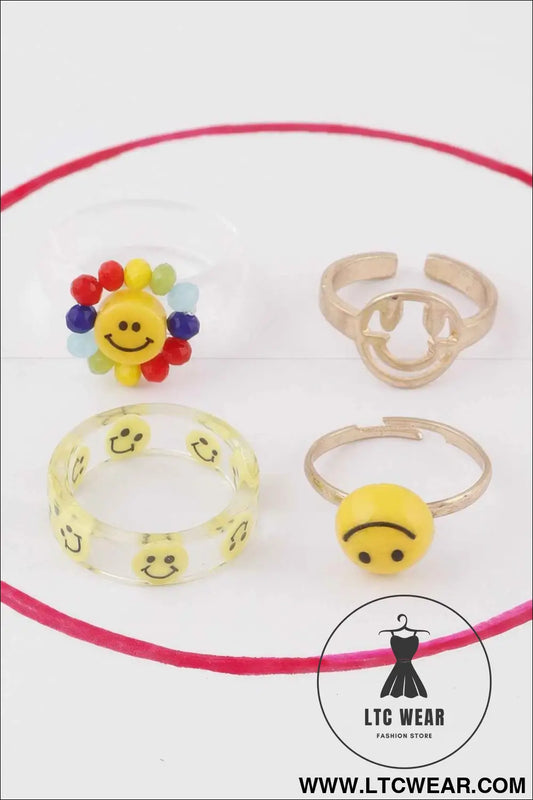 Smiley Face Rings Set