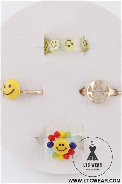 Smiley Face Rings Set